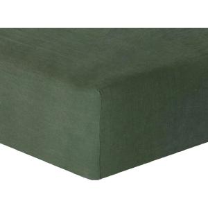 Drap housse lin lavé vert sauge 140x190x30