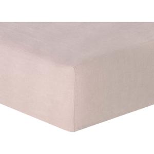 Drap housse lin lavé vieux rose 140x190x30