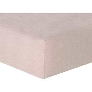 Drap housse lin lavé vieux rose 180x200x40