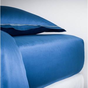 Drap housse luxe en Satin de coton Bleu 160x200 cm