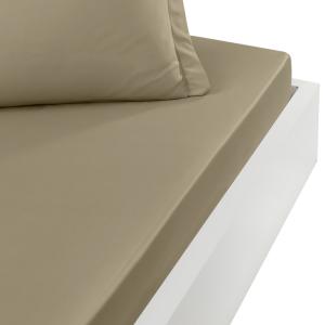 Drap-housse percale coton pour lit articulé Taupe 180x200 c…