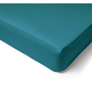 Drap housse percale de coton 80 fils  bonnet 30cm vert petr…