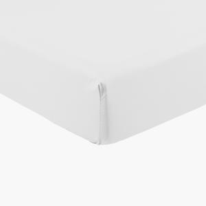 Drap housse percale de coton blanc uni blanc 140 x 190 cm
