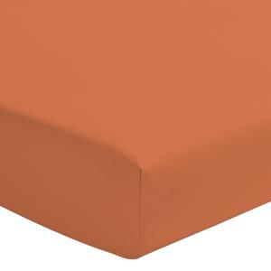 Drap housse percale de coton - Bonnet 30cm - Orange - 140x1…