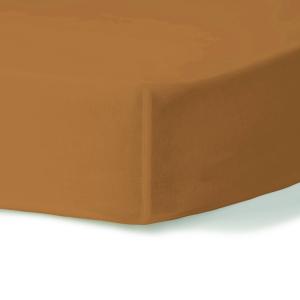 Drap housse percale de coton caramel 140x200x30