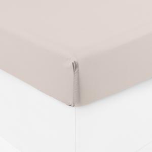 Drap housse percale de coton grand bonnet uni beige 140 x 1…