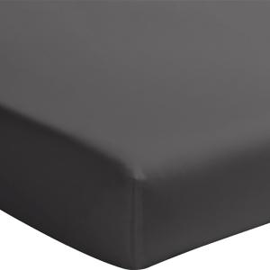 Drap housse percale de coton gris magnet 140x190 cm