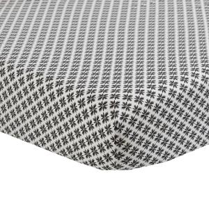 Drap housse percale de coton imprimé blanc 160 x 200 cm