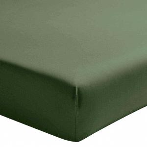 Drap housse percale de coton lavé vert 200x200 cm