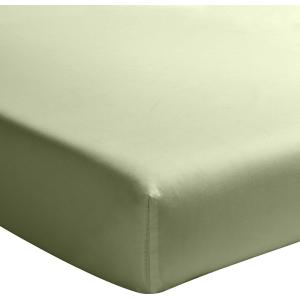 Drap housse percale de coton lavé vert d'eau 160x200 cm