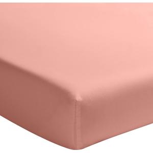 Drap housse percale de coton rose poudré 160x200 cm