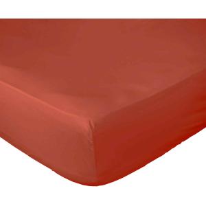 Drap Housse percale de coton rouge 200x200 cm