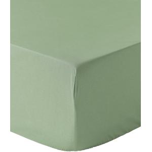 Drap housse percale de coton sauge 180x200 cm