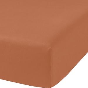 Drap housse percale de coton terracota 140x190 cm