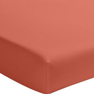 Drap housse percale de coton terre de sienne 180x200 cm