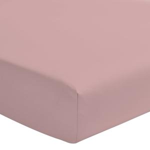 Drap housse rose poudré 160x200  35 cm 100% coton