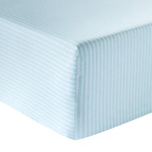 Drap housse satin bleu clair 90x190 cm