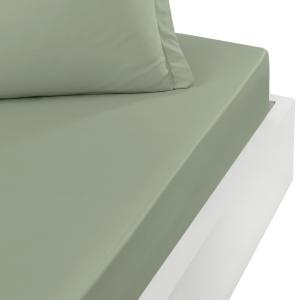 Drap housse satin coton-tencel 200f bonnet 40 cm Sauge 140x…