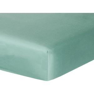 Drap housse satin de coton bleu aqua 160x200x30