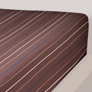 Drap housse satin de coton bonnet 30 cm  noisette 140x190 cm