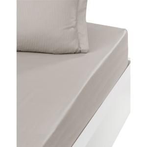 Drap housse satin de coton bonnet 40 cm Taupe 140x200 cm