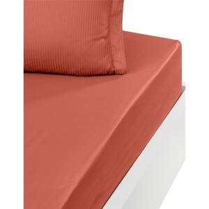 Drap housse satin de coton bonnet 40 cm Terracota 140x190 cm