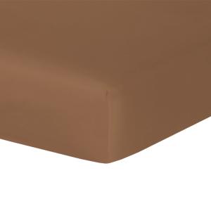 Drap housse satin de coton caramel 140x190x30