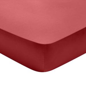 Drap housse   Satin de coton Coloris Rouge 140x200 cm - DODO