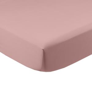 Drap housse satin de coton lavé bio uni rose 160 x 200 cm