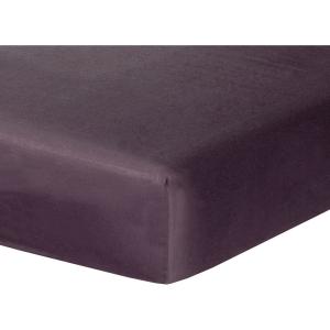 Drap housse satin de coton prune 160x200x30