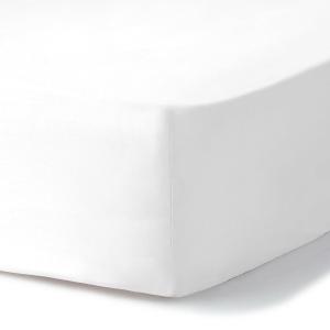 Drap housse satin lavé de coton bio blanc 140x200x30