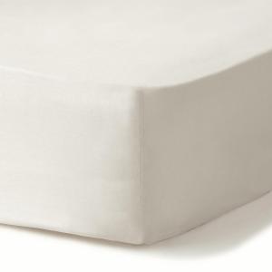 Drap housse satin lavé de coton bio grège 160x200x40