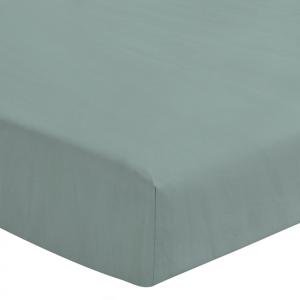 Drap housse uni 100% lin lavé - Bonnet 30cm - Bleu - 140x19…
