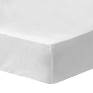 Drap-housse uni en coton lavé Blanc