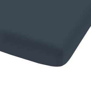 Drap-housse uni en coton lavé Bleu Nuit 160x200 cm