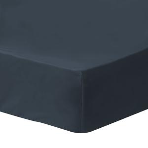 Drap-housse uni en coton lavé Bleu nuit