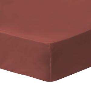 Drap-housse uni en coton lavé Lie de vin