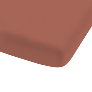 Drap-housse uni en coton lavé Terre cuite