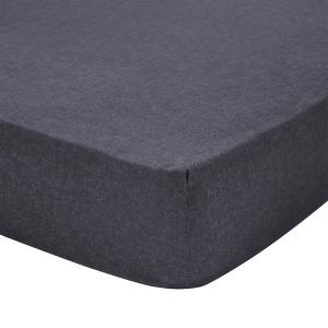 Drap housse uni en flanelle de coton gris anthracite 90x190