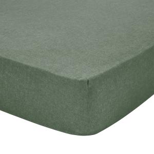 Drap housse uni en flanelle de coton vert lichen 90x200