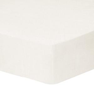 Drap-housse uni en lin lavé Blanc cassé