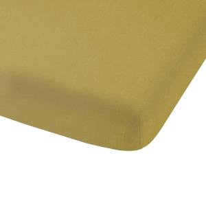 Drap-housse uni en lin lavé Safran