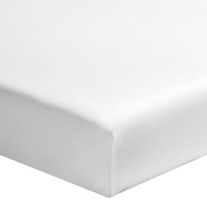 Drap housse uni en percale de coton blanc 100x220