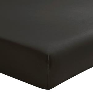Drap housse uni en percale de coton gris 160x200