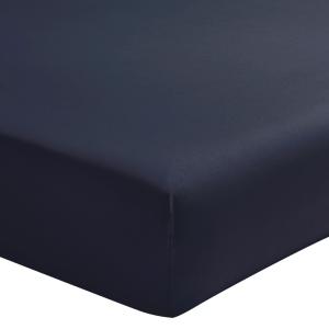 Drap housse uni en percale de coton noir 120x190