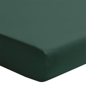Drap housse uni en percale de coton vert forêt 100x200