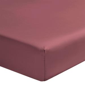 Drap housse uni en satin de coton bio rouge 90x200