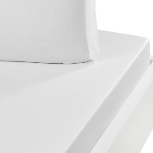 Drap housse uni en satin de coton Blanc 140x200 cm