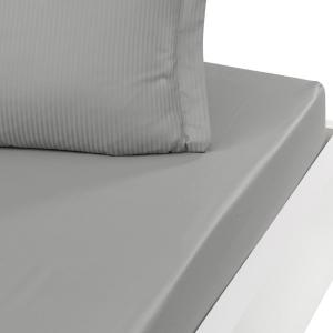 Drap housse uni en satin de coton Gris Perle 140x190 cm