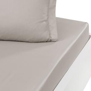 Drap housse uni en satin de coton Taupe 90x200 cm